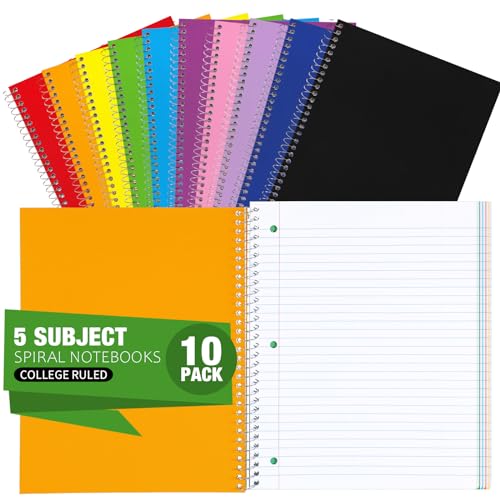 Carnet à spirale 5 sujets couverture rigide 240 pages lignées perforé 3 trous