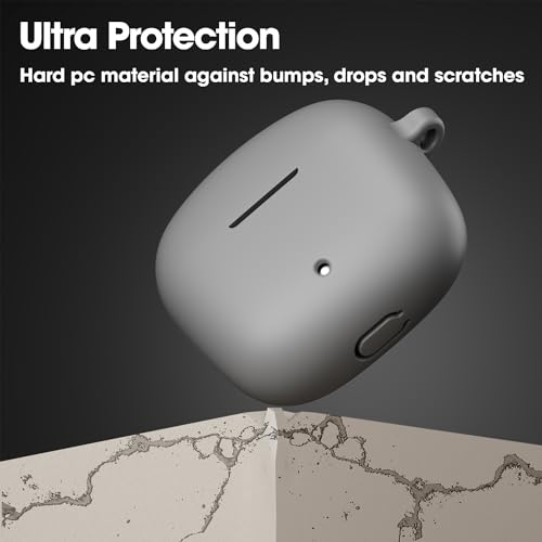 Image of Sounce Earphone Case Cover Compatible for Boat Airdopes 200 Plus, Soft Silicone Skin Case Cover Shock-Absorbing Protective Case with Keychain - Grey