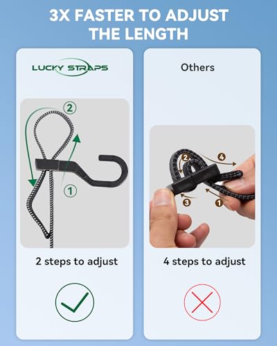 Image of 24 inch Flat Adjustable Bungee Cords with Hooks, 3X Faster to Adjust the Length