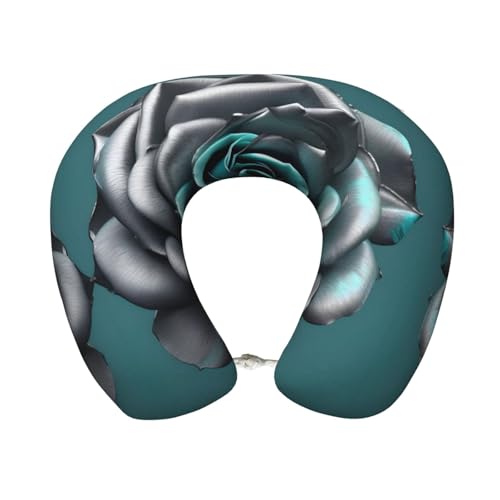 Almohada de viaje ergonómica de fibra de poliéster negra miniatura 1