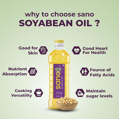 Image of Sano Soyabean Oil 1 Ltr Pet Bottle - Pure, Natural, Nutrient-Rich Cooking Oil | Ideal for Healthy Delights in Cooking, Frying, and Baking | Perfect for Indian and International Cuisines