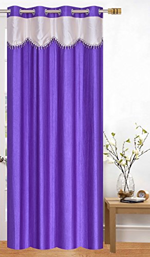 Image of K 2 6 Creation polyresin Solid Crush Lace Curtain for Window (5 feet),(Purple)