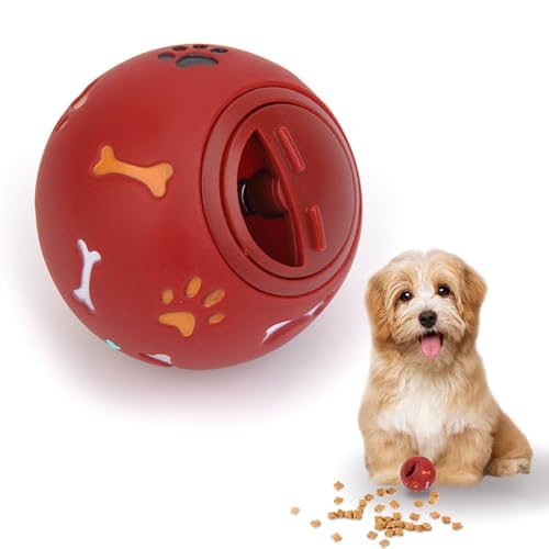 Watlikeup Dog Treat Ball Red 7.5cm Small Breeds Dental Health Playing Exercise PVC Unscented Outdoor Small Dogs Puppies Pet Treat Dispenser Pet Toy Dog Toy