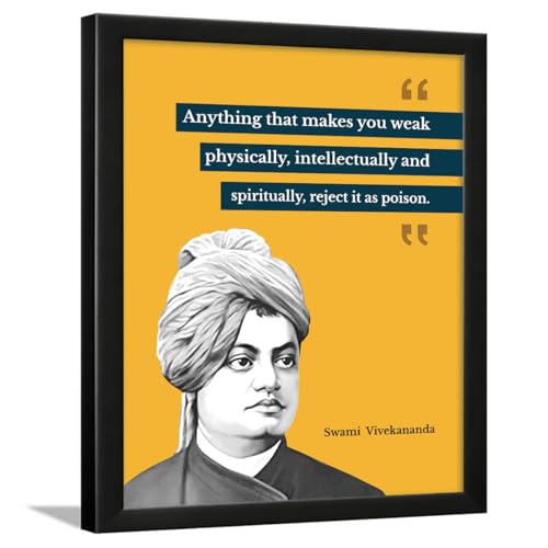 Image of Chaka Chaundh Acrylic - Suitable Swami Vivekananda Motivational Quotes Framed Poster for Office & Student - 14 X 11 Inches