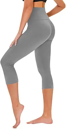 TNNZEET Capri Leggings for Women - Tummy Control Black Leggings with Pockets High Waisted Yoga Pants Workout Cycling Leggings