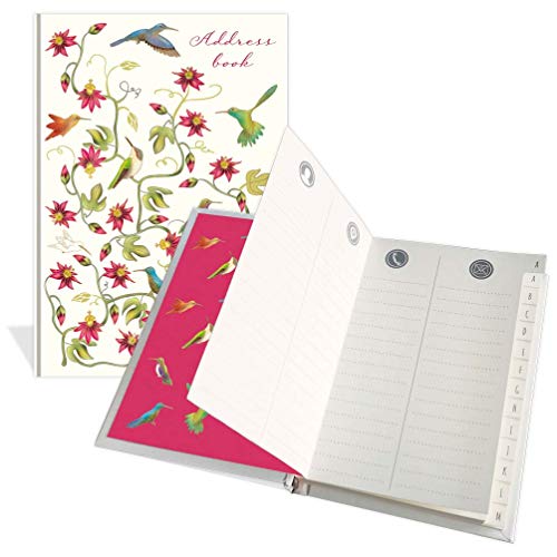 Carnet d'adresses de poche de luxe Motif jolies fleurs et oiseaux 104 pages Dimensions 91 x 130 mm Cover