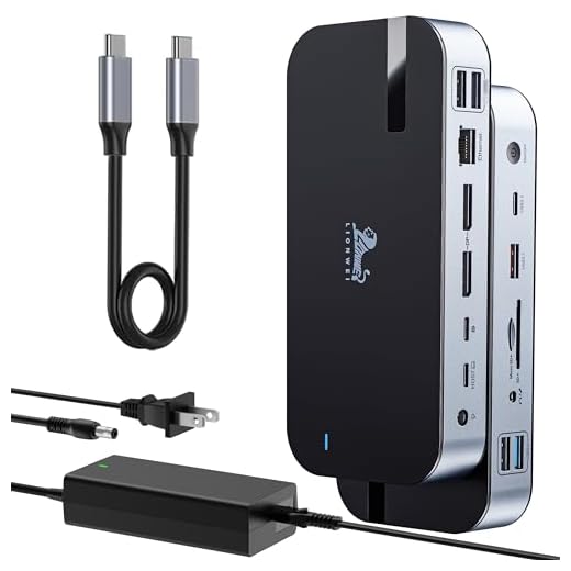 LIONWEI USB4 Dock Dual DisplayPort USB C to Triple Monitor 4K@60Hz, Docking Station with USB C Port to Monitor 5K@60Hz/4K@120Hz, 10Gbps USB, SD/Micro SD 4.0, RJ45, 150W Power Charger