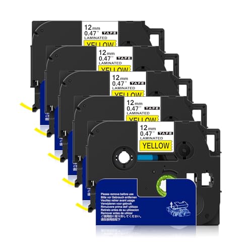 Sluxjet 互換 ピータッチ テープ 12mm幅 黄地黒文字 TZe-631 Tz-631 テプラ ブラザー工業 ピータッチキューブ P-touch 汎用 テープカートリッジ 長さ8m Pタッチ 機種対応 PT-P710BT PT-2500PC 5個セ