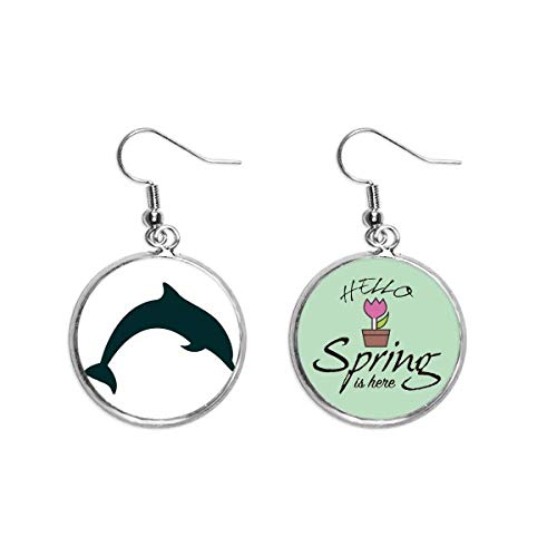 Pendientes de delfín azul en plata joyas de primavera para mujer