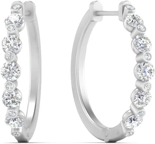Fascinating Diamonds 1/2 Ctw Round Cut LAB GROWN Diamond Floating Bezel Huggie Earrings 14K Solid Gold LAB CREATED Diamond Hoop Earrings For Women (SI1-SI2 Clarity F-H Color)