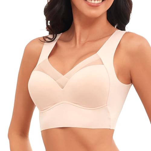 SSKHE Posture Correction Back Bra Women, Comfy Seamless Push-up Summer Wireless Crossover Bra, Breathable Full Back Non Wired Sport Bra White - Image 2