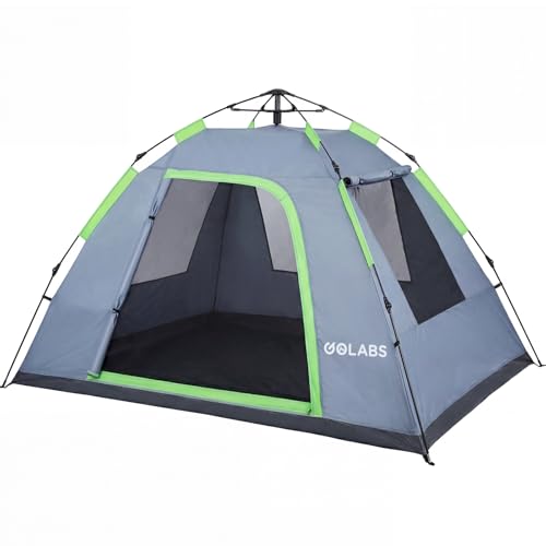 Golabs CT3 2 Person Instant Camping Tent, 1-Minute Setup by Pre-Attached Pole, 4 Side Mesh & Door Ventilation, Lightweight 4.8lbs Portable Design with Carry Bag, Inner Storage Pockets & Hooks for Park