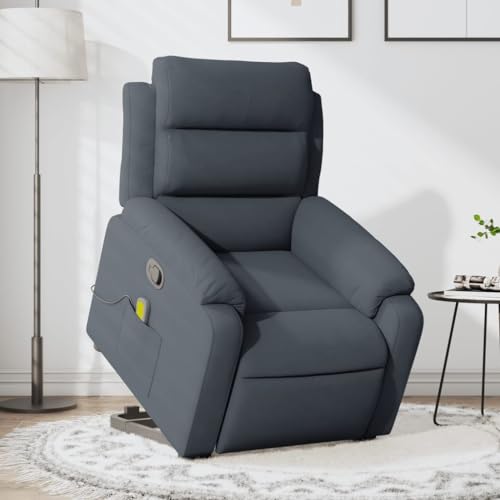 vidaXL Sillón Reclinable de Masaje Elevable, Silla con Respaldo, Sillón Orejero Ajustable, Asiento para Personas Mayores, Terciopelo Gris Oscuro