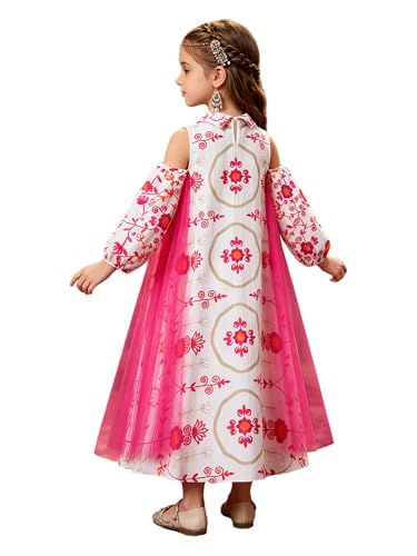 Vestido de Oriente Medio de niña manga larga bordada y túnica islámica tradicional