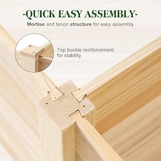 AMERLIFE 8x4 Ft Wood Raised Garden Bed, Durable 15 Inch Depth Planter Box for Vegetables, Herbs, and Flowers, Ideal for Outdoor Gardening with Open Base