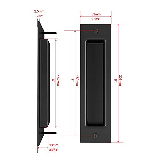 Jubest 8'' Flat Black Barn Door Finger Pull Handle Sliding Door Hardware Solid Heavy Duty Steel Handle For Barn Door #TOP3