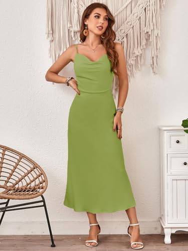 Image of Floerns Women's Leopard Print Draped Collar Spaghetti Strap Cami Long Dress