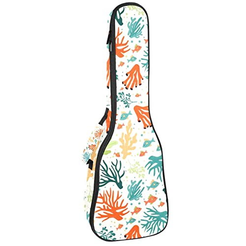 Sac de transport pour ukulélé ténor et soprano étanche à motif corail