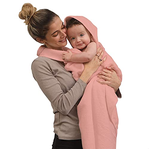 SIMPLY GOOD. Delantal de Toalla para bebés y bebés recién Nacidos, 100% algodón, Grande, Manos Libres, con Capucha, Toalla de baño para bebé y toallita para niño y niña (Rosa)