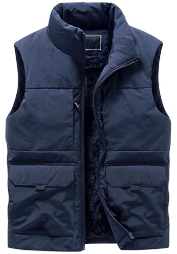 LOUECHY Men's Fleece Lined Puffer Vest Lightweight Sleeveless Jacket Warm Outerwear Winter Vests