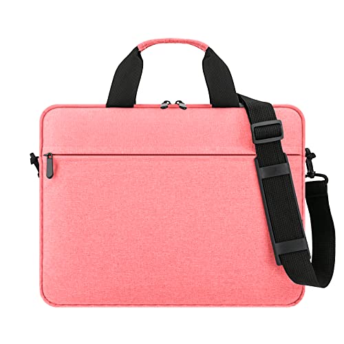 MicaYoung 14 15 Pouces Sacoche pour Ordinateur Portable Mallette Imperméable PC Sac à Main avec Bandoulière et Ceinture à Bagage Compatible avec Notebook/Chromebook/Apple/IdeaPad/Acer, Rose Cover