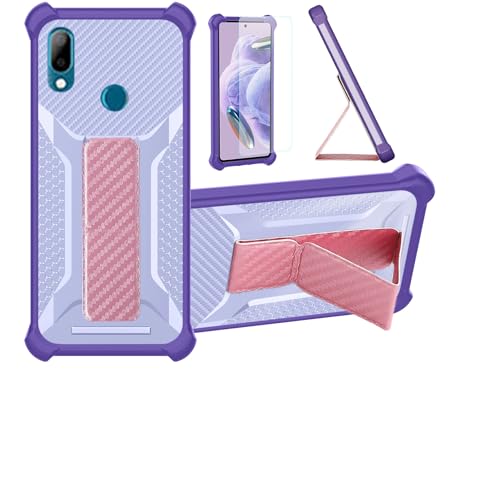 bojioderf Coque Compatible pour HTC Wildfire E4 Coque Étui Case Cover Hybride [avec Protection d'écran en Verre trempé] [Support magnétique Pliable] Violet