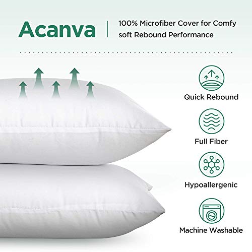 Acanva Square Premium Throw Pillow Inserts with Microfiber Filled, Lumbar Support Decorative Stuffer for Sofa Bed Couch & Chairs, 12x20(4 Count), White - Thumbnail 3