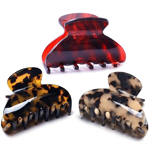 Tortoiseshell & Burgundy Claw Clips 3-Pack (Medium)