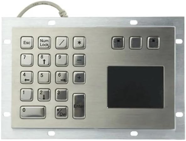 IP65 Waterproof Panel Mount Stainless Steel 18-Button Metal Numeric Keypad with Integrated Trackpad