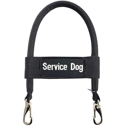 ActiveDogs Bridge Handle for Service Dog Vest & Harnesses - Service Dog Handle with Reinforced Nylon, Heavy Duty Metal Clips & Service Dog ID Band - Black 12" Cover