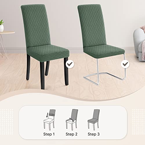 BalladHome Stuhlhussen 6er Set Stretch Stuhlbezug Stuhlüberzug Esszimmerstühle Bezug Universale Elastische Hussen waschbar Abnehmba für Hotel, Bankett, Büro, Partys Deko (6 Stück, Grün)-L