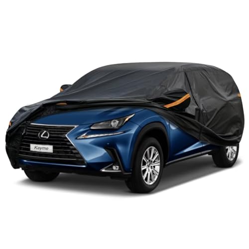 Kayme SUV Car Cover Fit for Lexus NXNX 200t (2014-2021) Automobiles All Weather Waterproof, Outdoor Cover Sun Rain Protection, with Lock and Zipper Door.Black black Custom Fit Lexus NX