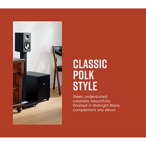 Polk Monitor XT10 Home Subwoofer, 10" Deep Bass Woofer, 100W Class D Amplification, Dolby Atmos, Auro 3D & DTS:X Compatible, Black