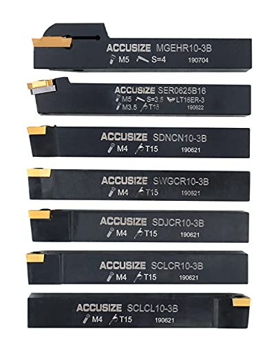 Herramientas de torneado de carburo para torno vástago de 5/8 kit indexable de 7 piezas 3