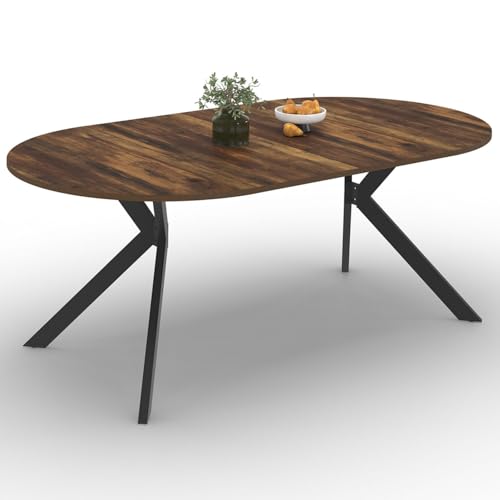 IDMarket - Table à Manger Extensible Ronde Alix 4-10 Personnes Pied araignée Noir et Plateau Bois foncé Hawkins 110-200 cm