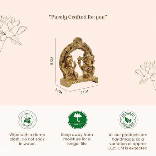 Image of Habere India-All the Cultures Fabricating India Brass Lakshmi Ganesh Idol Set for Pooja Room | Pure Brass Lakshmi Ganesh Murti for Home | Decorative Statue for Mandir (Design10: L7 x W2 x H8 cm)