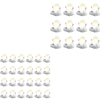 FREELICHT 36 Pack 4 Inch 5CCT Ultra-Thin LED Recessed Ceiling Light with Junction Box, 2700K/3000K/3500K/4000K/5000K Selectable, 700LM Brightness, Dimmable Canless Wafer Downlight, 10WEqv90W-ETL&FCC