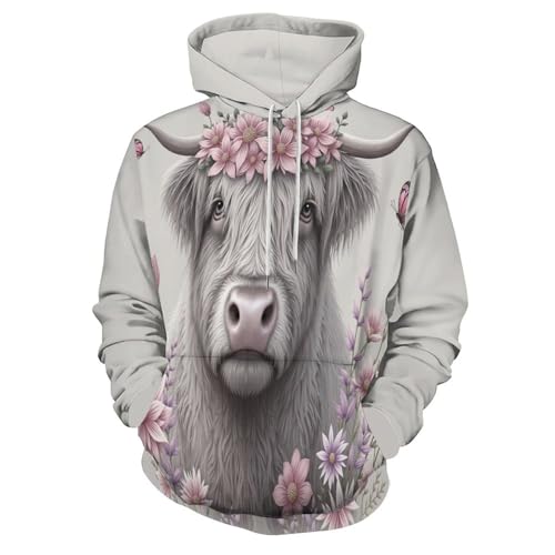 Sweatshirt Harajuku Imprimé 3D Veste à Fermeture Éclair Bovine Homme