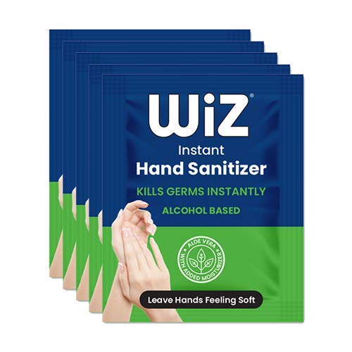 WiZ Alcohol Based Hand Sanitizer Gel with Added Moisturizers & Aloe Vera for Effective in Killing Germs Instantly - 2ml Sachet, Pack of 500