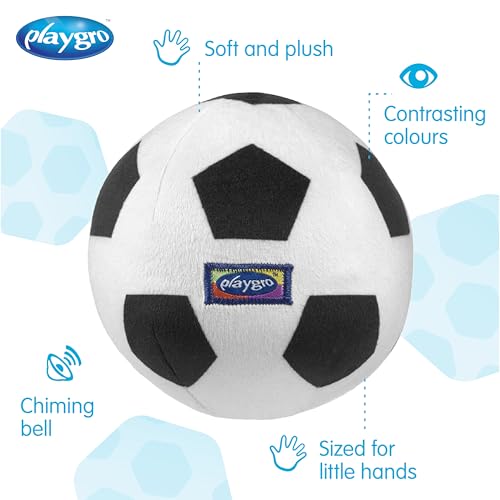 Playgro Mein erster Fußball - Babyspielzeug - Motorik - Babysensorik - Babyrassel - Babymotorik - Kinderspielzeug - weiss