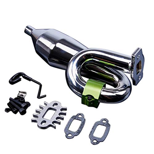 JVSISM Chrome Resonant Tube Tuned Pipe Exhaust Pipe General for 1/5 HPI Baja 5B Ss 5T 5Sc Motor Rc Car Tuned Pipe Exhaust