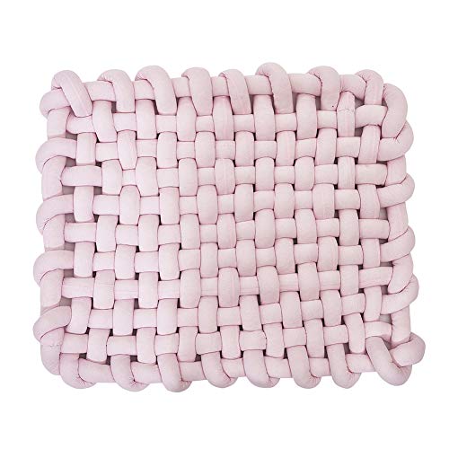 Wonder Space Tapis en Peluche tressé noué, Bébé Nouveau-né pépinière Dormir Tapis de Jeu Noeud Coussin de Sol, Tissu Doux Fait à la Main, décor de Chambre d'enfant Mignon pour Tout-Petits, Rose Cover