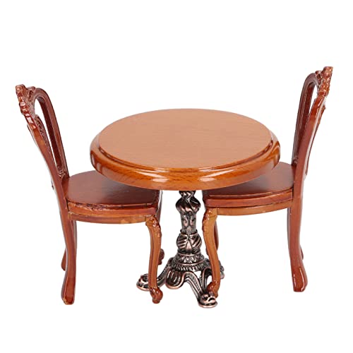 Maison de poupée 1/12 : ensemble de chaises de table à manger rétro - 3