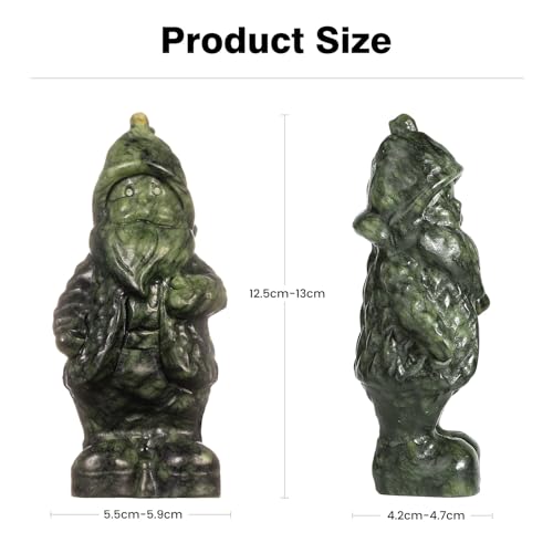 Nupuyai 5" Green Jade Carved Crystal Stone Santa Claus Statue - Image 2