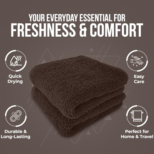 Image of DAN RIVER 24 Pack Wash Cloths for Showering [12x12] - 100% Cotton Washcloths Premium Quality Flannel Face Cloths for Bathroom, Highly Absorbent and Soft Feel Wash Clothes, Brown