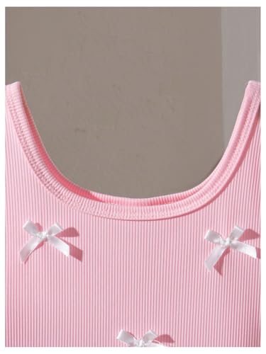 Verdusa Girl's Cute Bow Gingham Plaid Tank Dress High Waisted A Line Ruffle Short Dresses3