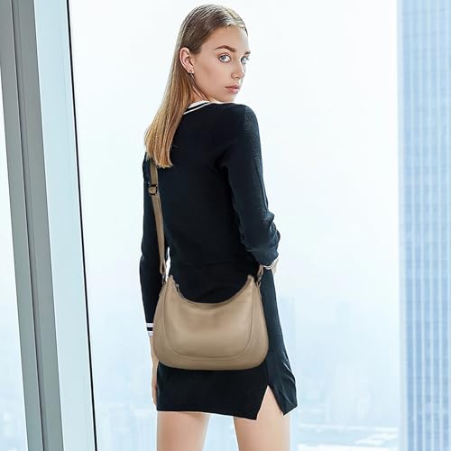 YALUXE Women’s Real Cowhide Leather Shoulder Bag Crescent Underarm Handbag Trendy Purse2