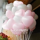 12 Inch White & Pink Heart Shape Balloons for Party Decoration 50 Pcs/lot