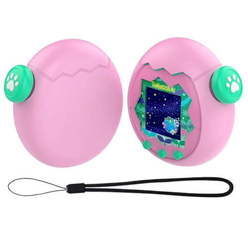 For Tamagotchi Paradise ケース YILLIONS たまごっちパラダイス 用シリコンケース付属キーキャップ付き かわいい 柔らかい シリコン製 ストラップ付き 落下防止 キズ防止 耐衝撃 装着充電可能 防水 防塵 カバー(ピンク)