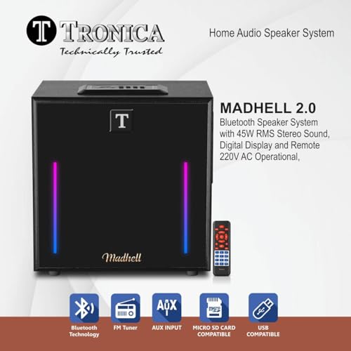 TRONICA Home Theater MADHELL 2.0 Bluetooth Speaker System with 45W RMS Stereo Sound, Display & Remote 220V AC Operational, Home Audio Speaker System 4 41GiuzlJZ2L